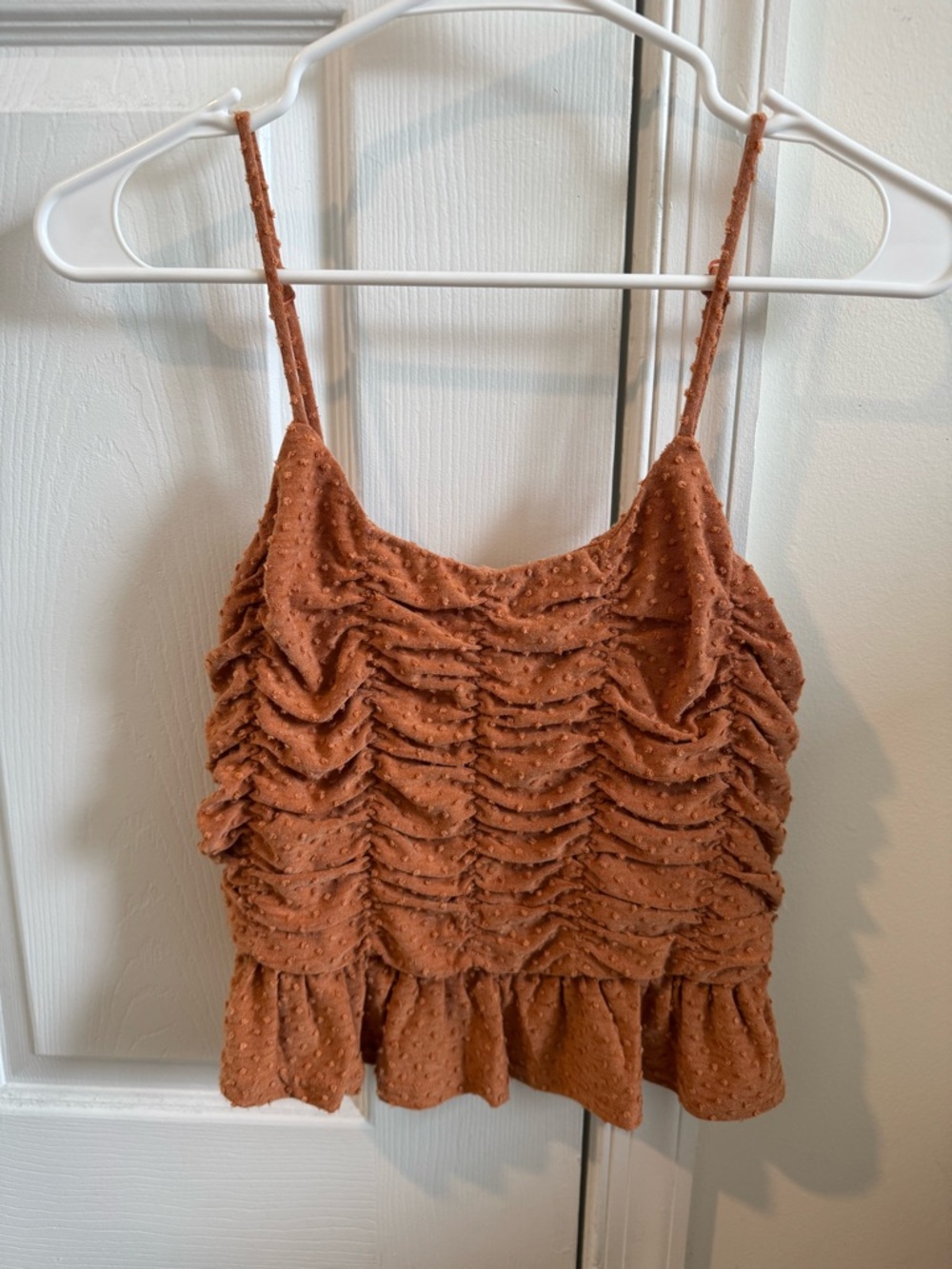 ILLA ILLA Rust Textured Smock Ruffle Cami